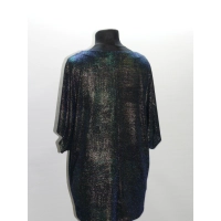 Wieczorowa tunika Oversize z błyszcząca nitką - czarny z zielonym